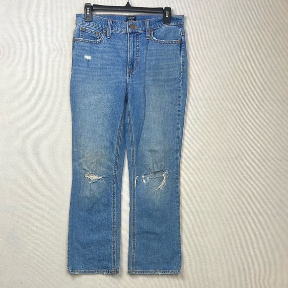 J. Crew Women’s Size 27 Mid-Rise Flare Crop Distressed Jeans - Picture 1 of 13